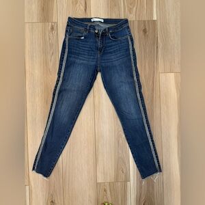 Zara Blue Ankle Cropped Jeans with Side Stripe